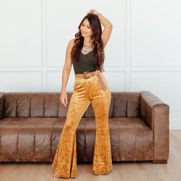 Gold velvet clearance bell bottoms